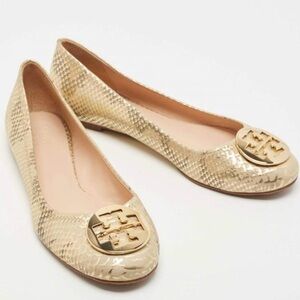 Tory Burch Two Tone Python Embossed
Leather Reva Ballet Flats